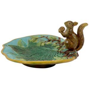 George Jones Majolica Squirrel Dish, circa 1875