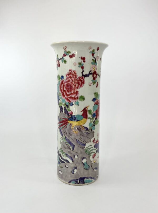Chinese porcelain spill vase. Exotic Birds. c. 1890.