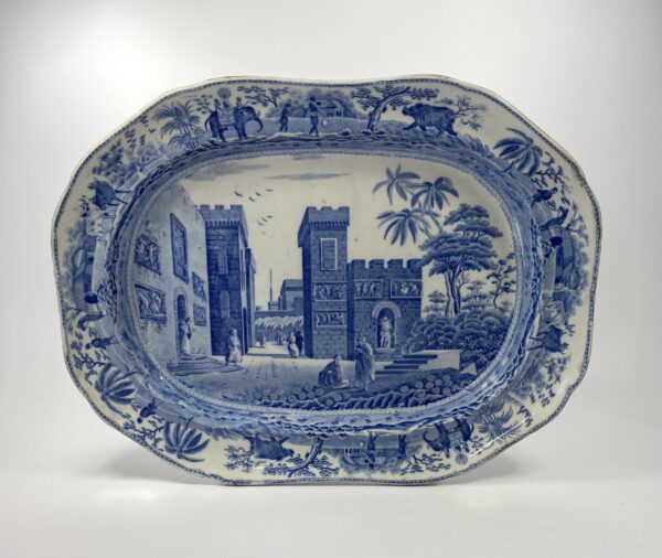 Spode ‘Caramanian’ series meat plate, ‘Castle of Boudron’, c. 1815.