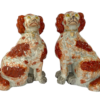 Pair Staffordshire pottery Spaniels, of large size, c. 1840.