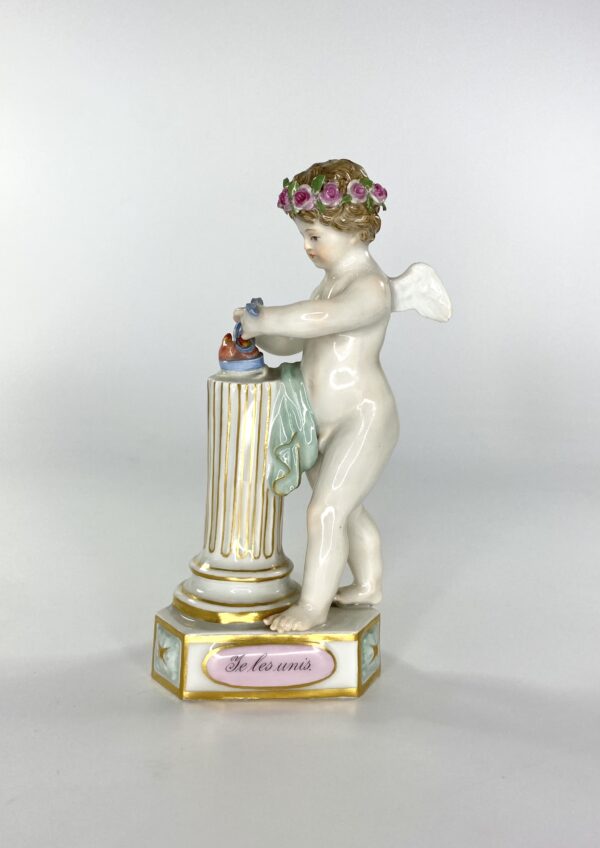Meissen porcelain Putti, after Acier, c. 1870. Back
