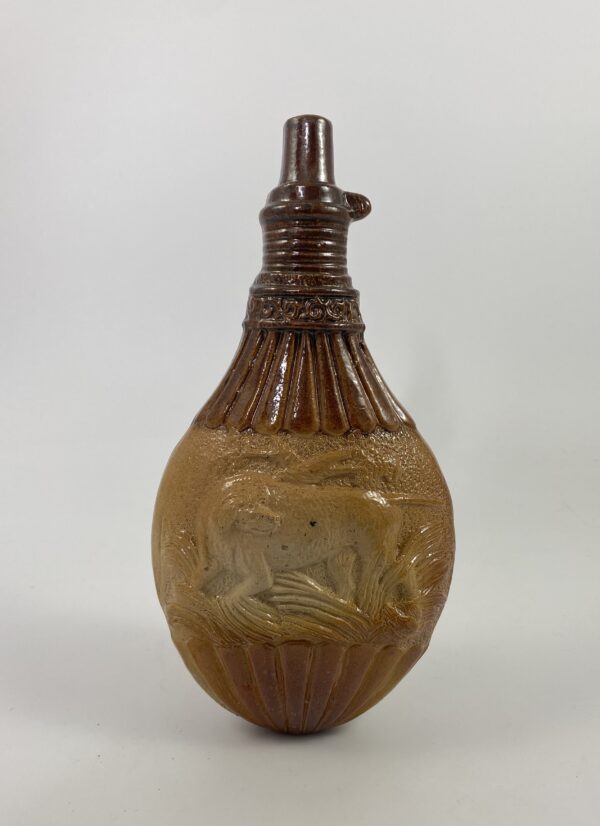 Saltglaze stoneware spirit flask, Thomas Smith, Lambeth Pottery c. 1840 Saltglaze stoneware spirit flask, Thomas Smith, Lambeth Pottery c. 1840