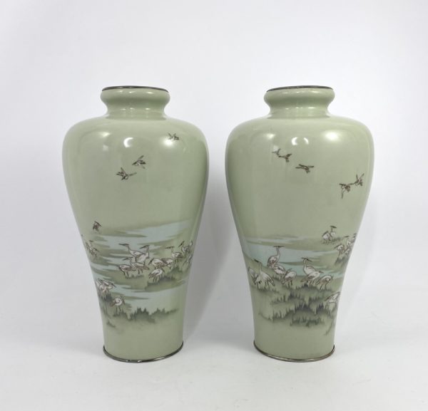 Pair Japanese cloisonné vases, Hayashi Kihyoe, c. 1900. Meiji Period