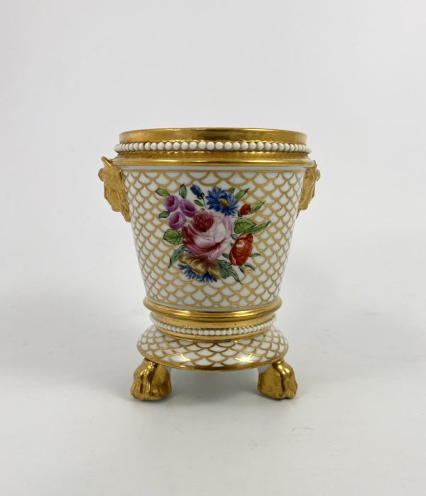 English porcelain cache pot and stand, c. 1820