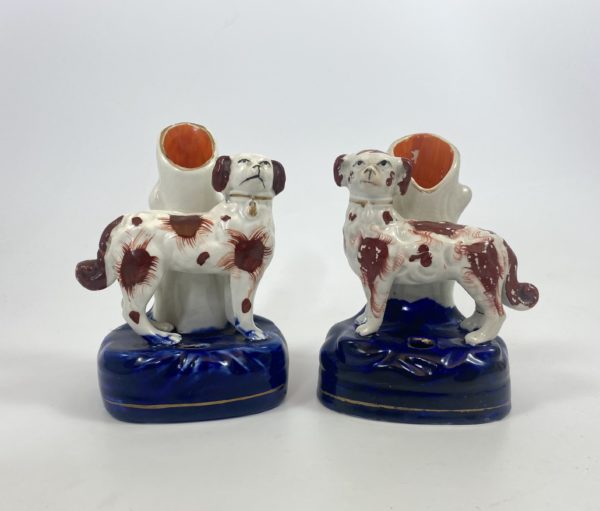Pair Staffordshire dog spill vases 1860