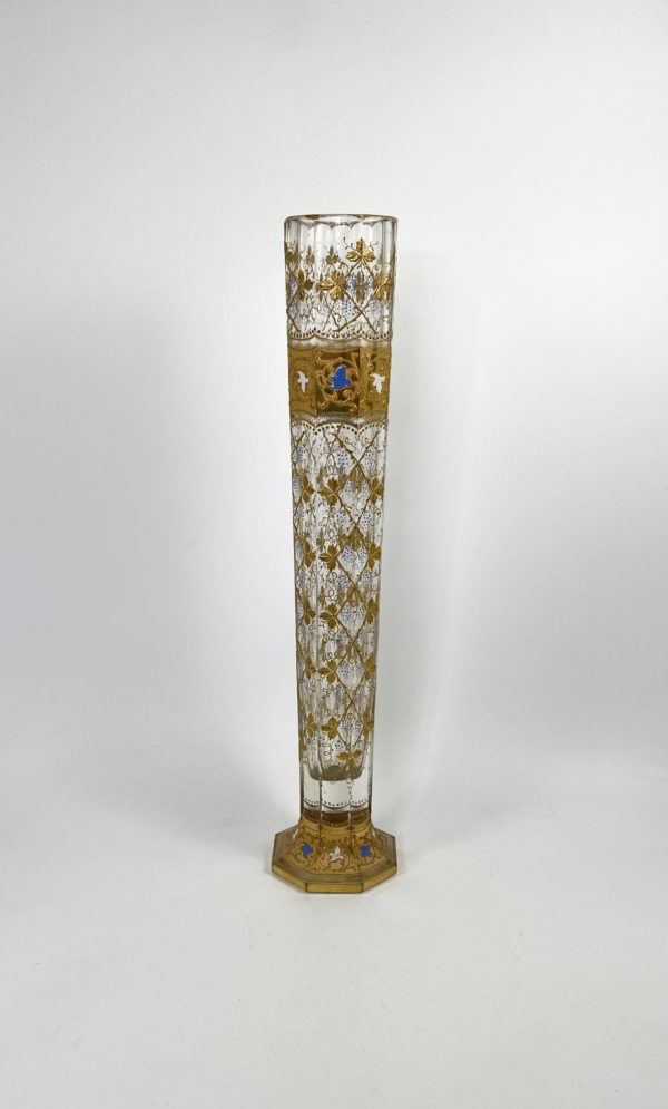 Moser gilt and enamelled glass vase, c. 1925