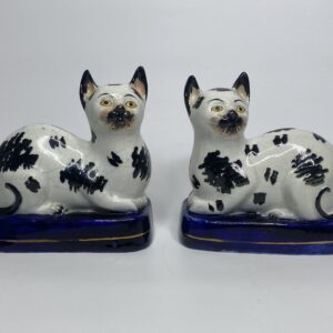 Pair Staffordshire pottery cats, c. 1850.