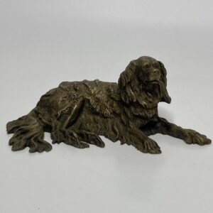 English bronze recumbent Spaniel, c. 1840.