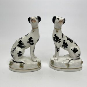 Pair Staffordshire pottery Greyhounds, c. 1850.