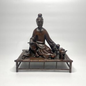 Chinese carved wood Man taking tea, c. 1880.