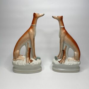 Pair Staffordshire Greyhounds, ‘High & Mighty’, c. 1860.