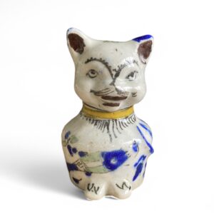 Qajar pottery cat, Iran, c. 1880.