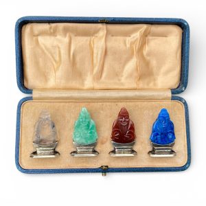 Cohen & Charles silver Chinese Deities menu holders, d. 1928.