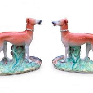 Staffordshire pottery Greyhounds, Thomas Parr, c. 1850.