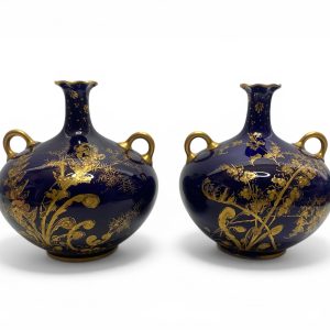 Pair Royal Crown Derby porcelain vases, d. 1910.