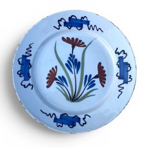 London polychrome delft plate, c. 1740.