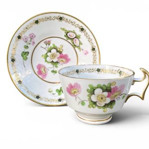 Swansea porcelain cup & saucer, William Pollard, c. 1820.