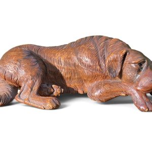 Black Forest carved wood St Bernard, c. 1900.