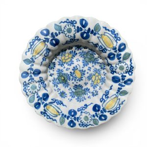 Dutch Delft polychrome lobed charger, c. 1700.