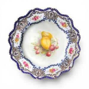 Royal Worcester plate, Fruit, Richard Sebright, d. 1912.