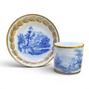 New Hall coffee can & saucer, pattern 487. c.1800.
