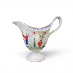 New Hall porcelain clip handled cream jug, pattern 20, c. 1790.