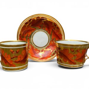 Derby porcelain trio, c. 1810,