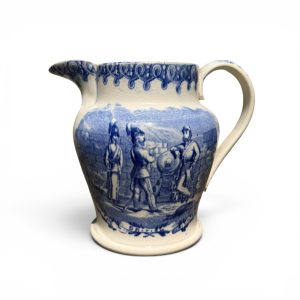 Staffordshire pottery jug, The British Volunteers, c. 1850.