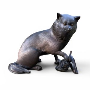 Japanese bronze okimono, Tanuki, Shosai, Meiji Period.
