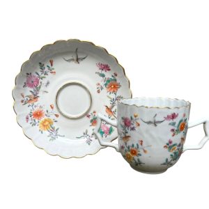 Chinese porcelain famille rose cup & stand, c. 1750. Qianlong Period.