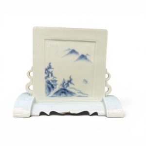 Hirado porcelain table screen, c. 1880, Meiji Period.