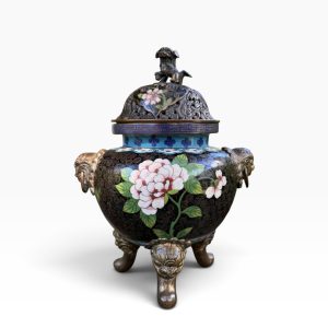 Chinese cloisonné censer & cover, c. 1890, Qing Dynasty.