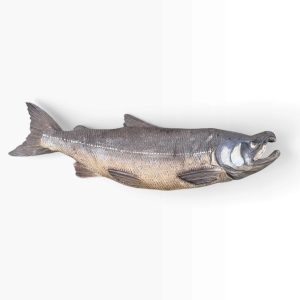 Carved wood salmon okimono, Shuho Nakahara, Japan, c. 1935.